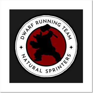 Dwarf Running Team - Natural Sprinters - Black - Fantasy Funny Running Posters and Art